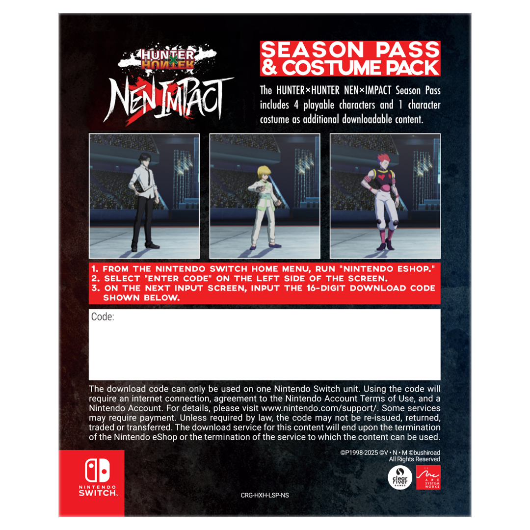 HUNTER×HUNTER NEN×IMPACT Limited Edition (Nintendo Switch) – Clear HUNTER×HUNTER NEN×IMPACT Limited Edition (Nintendo Switch) – Clear